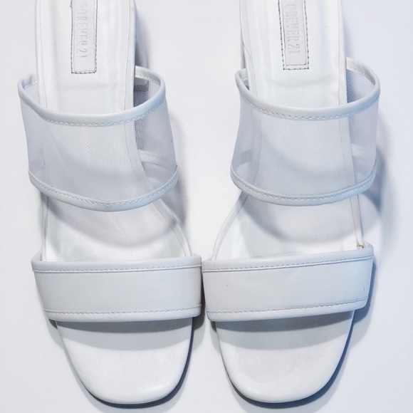 white mesh mules